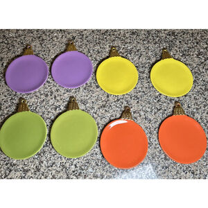 Dept 56 Ornament Appetizer Plates Colorful Christmas Dishes Holiday Plate 2003